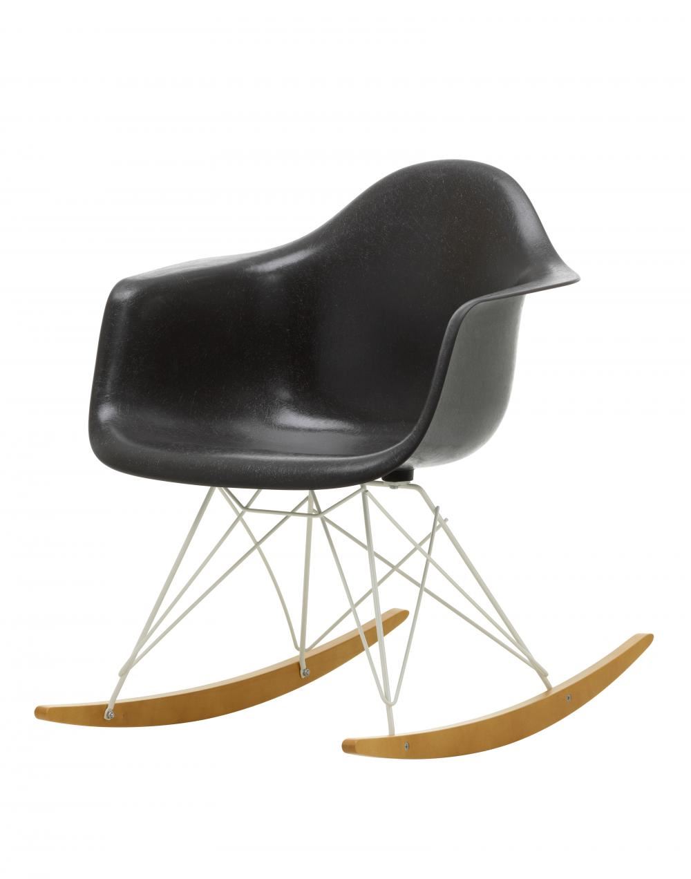 Eames Rar Fibreglass Rocking Chair White Base Elephant Grey
