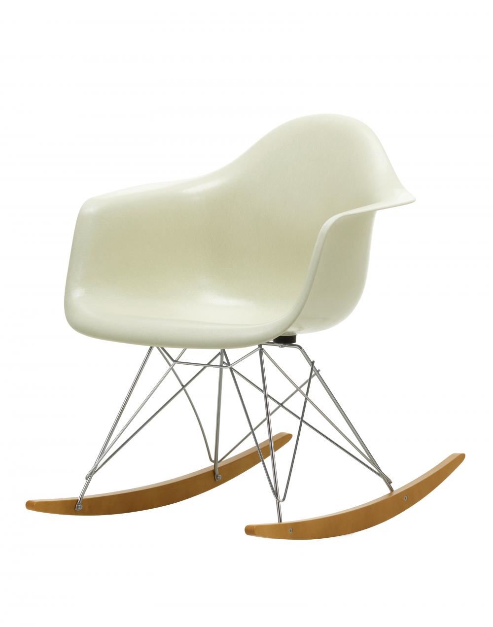 Eames Rar Fibreglass Rocking Chair White Base Raw Umber