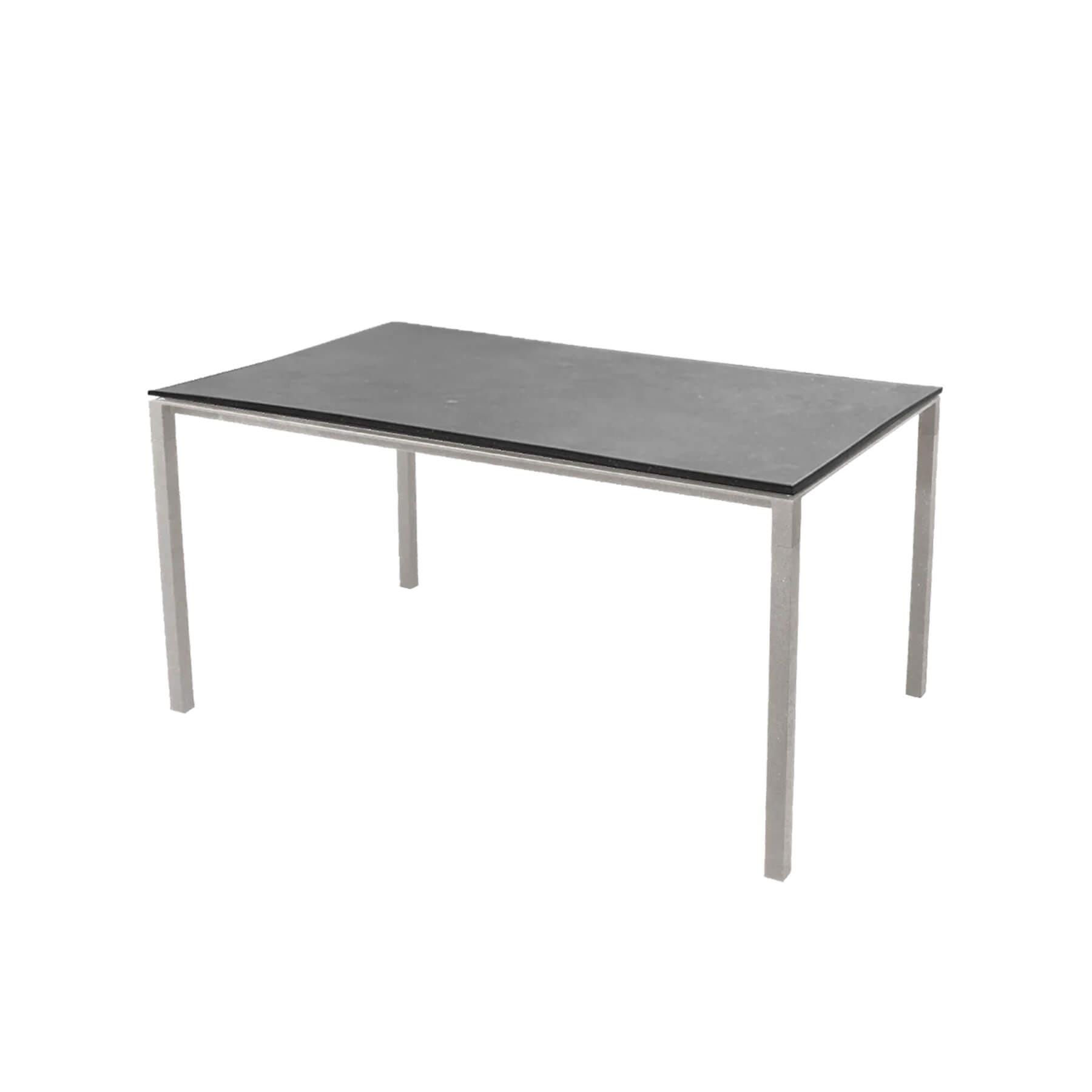 Caneline Pure Outdoor Dining Table Medium Ceramic Fossil Black Top Taupe Legs Grey