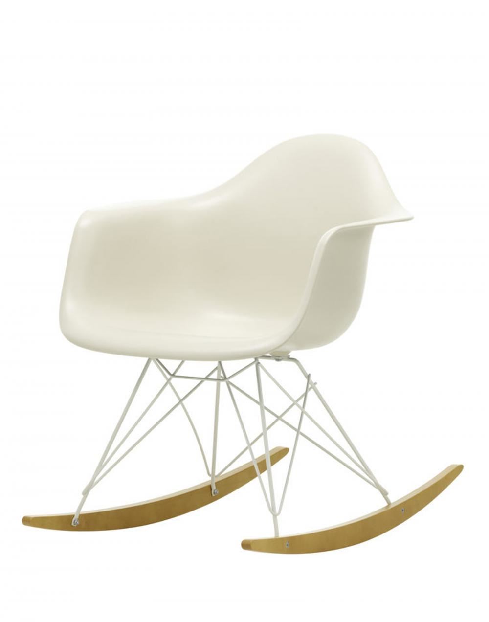 Eames Rar Plastic Rocking Chair White Base Pebble Golden Maple