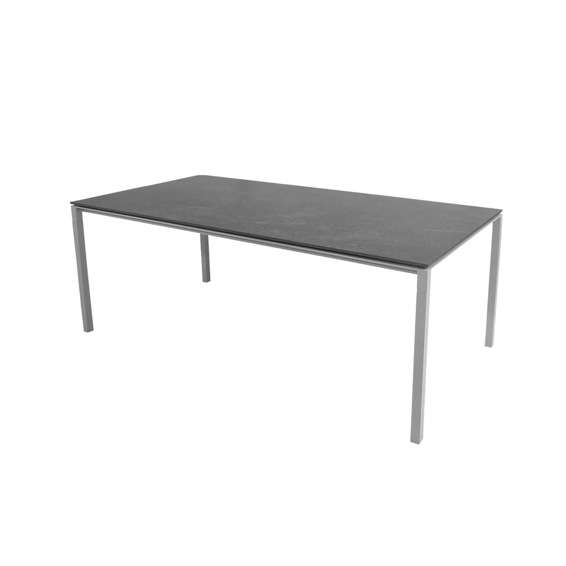 Caneline Pure Outdoor Dining Table Large Ceramic Fossil Black Top Light Grey Legs