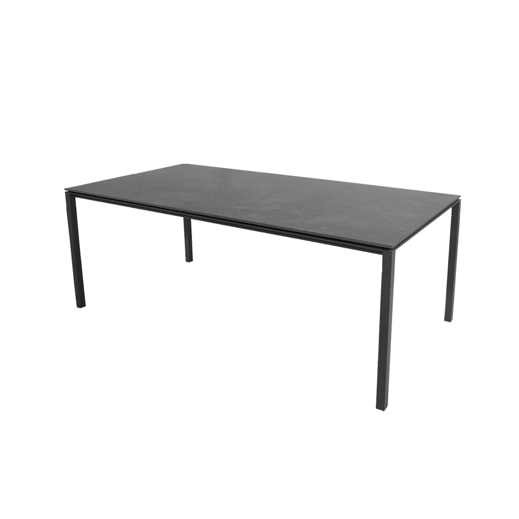 Caneline Pure Outdoor Dining Table Large Ceramic Fossil Black Top Lava Grey Legs