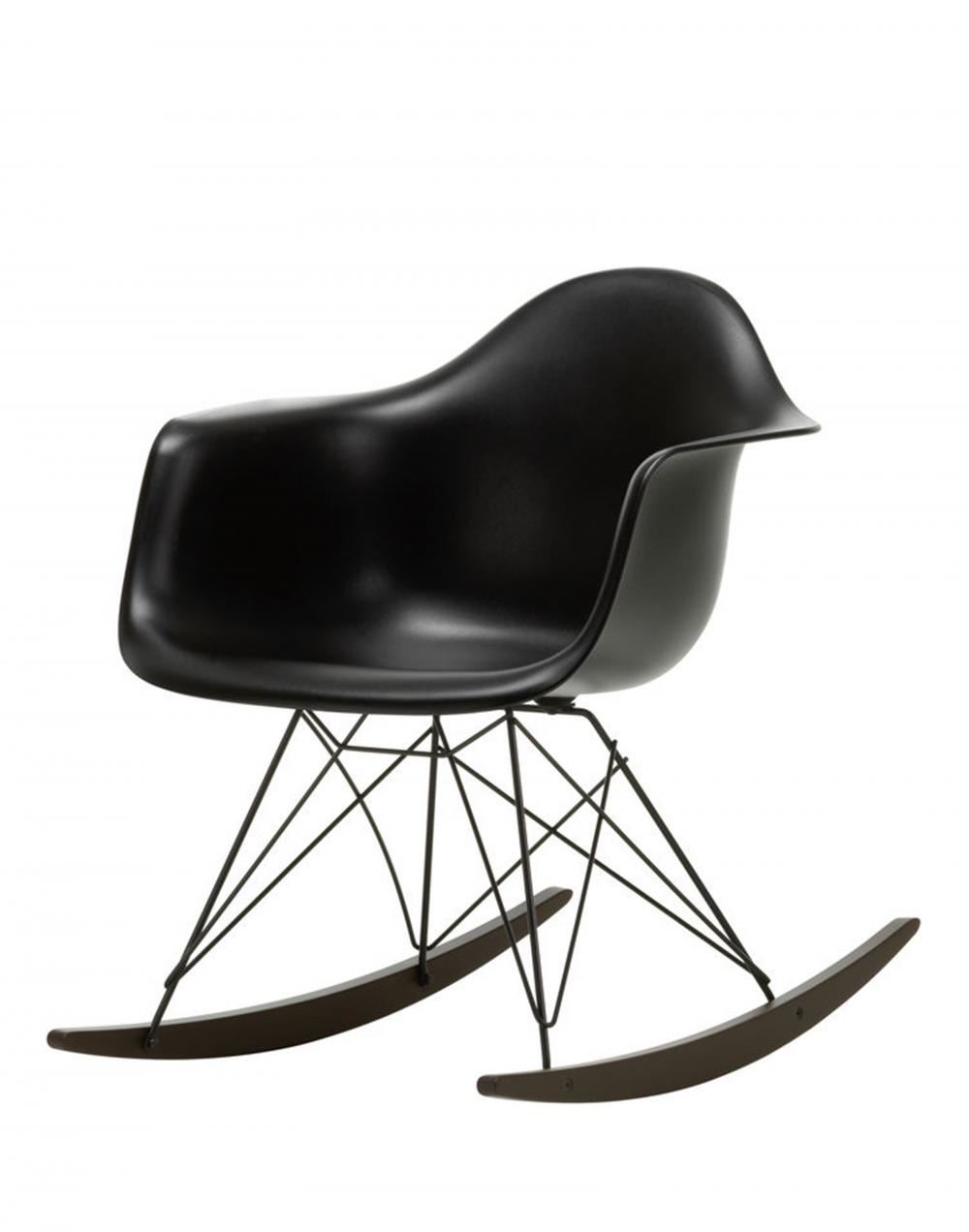 Eames Rar Plastic Rocking Chair Black Base Black Dark Maple