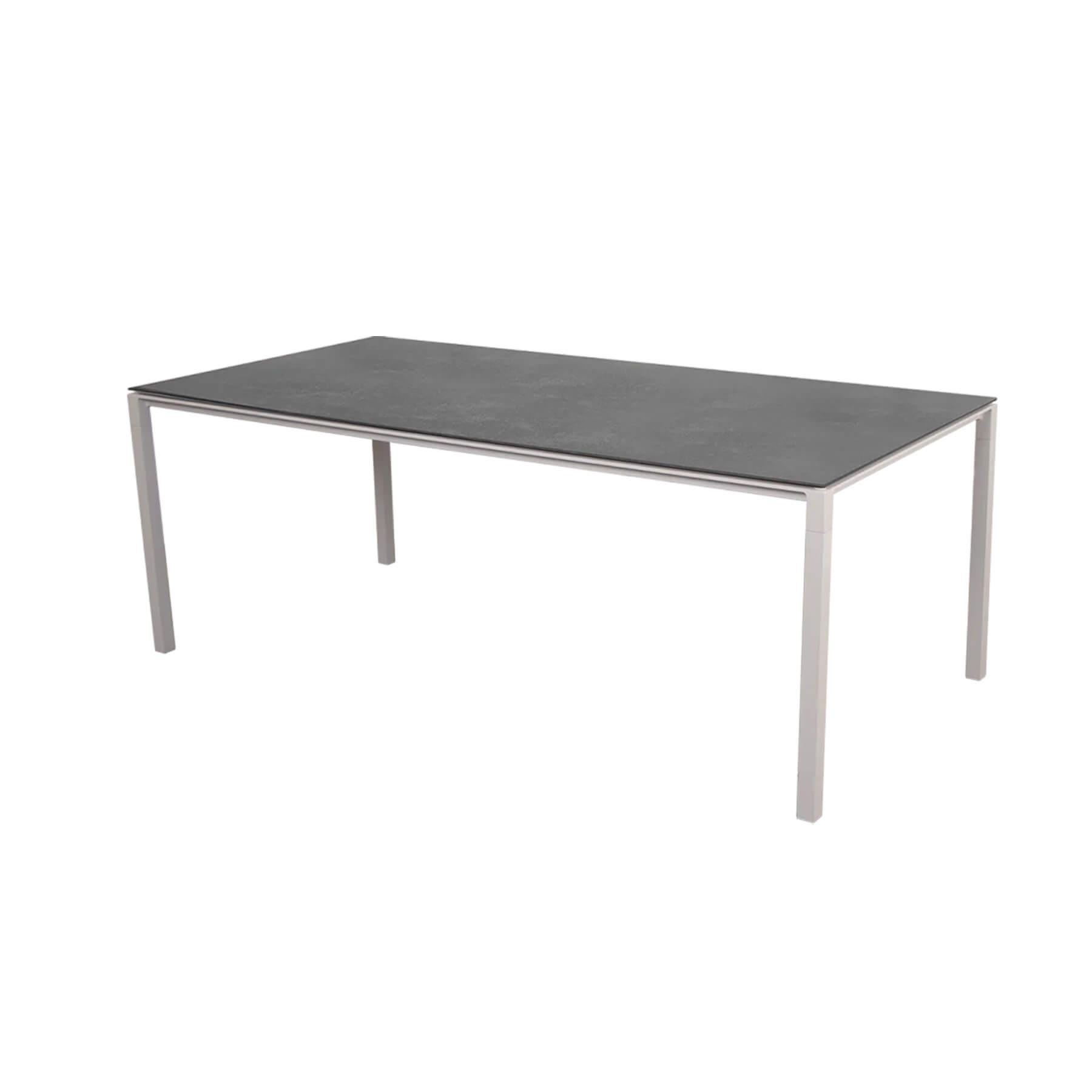 Caneline Pure Outdoor Dining Table Large Ceramic Fossil Black Top Sand Legs Grey