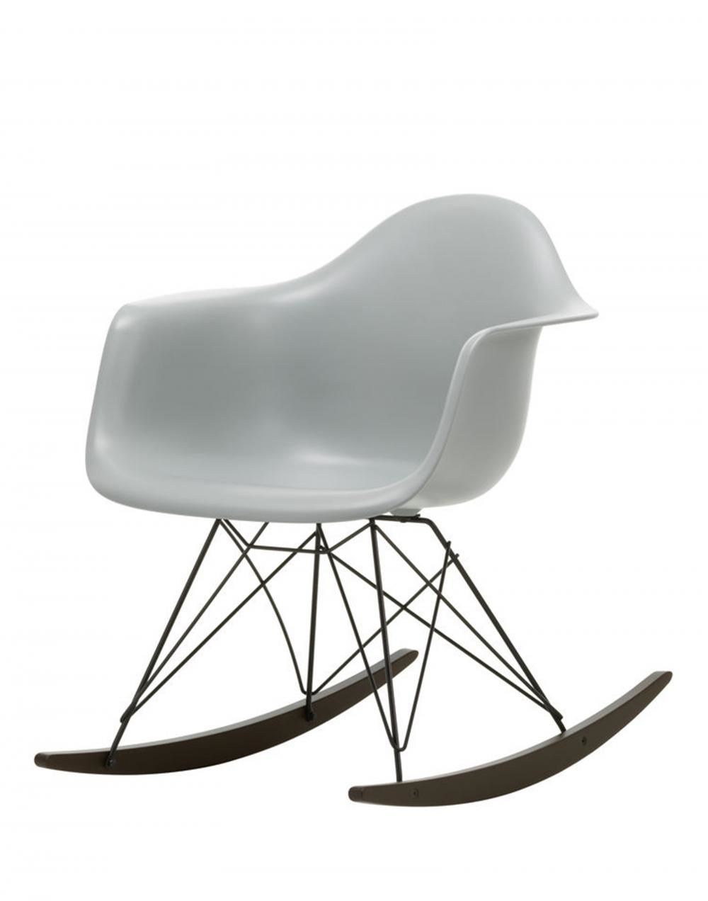 Eames Rar Plastic Rocking Chair Black Base Light Grey Dark Maple