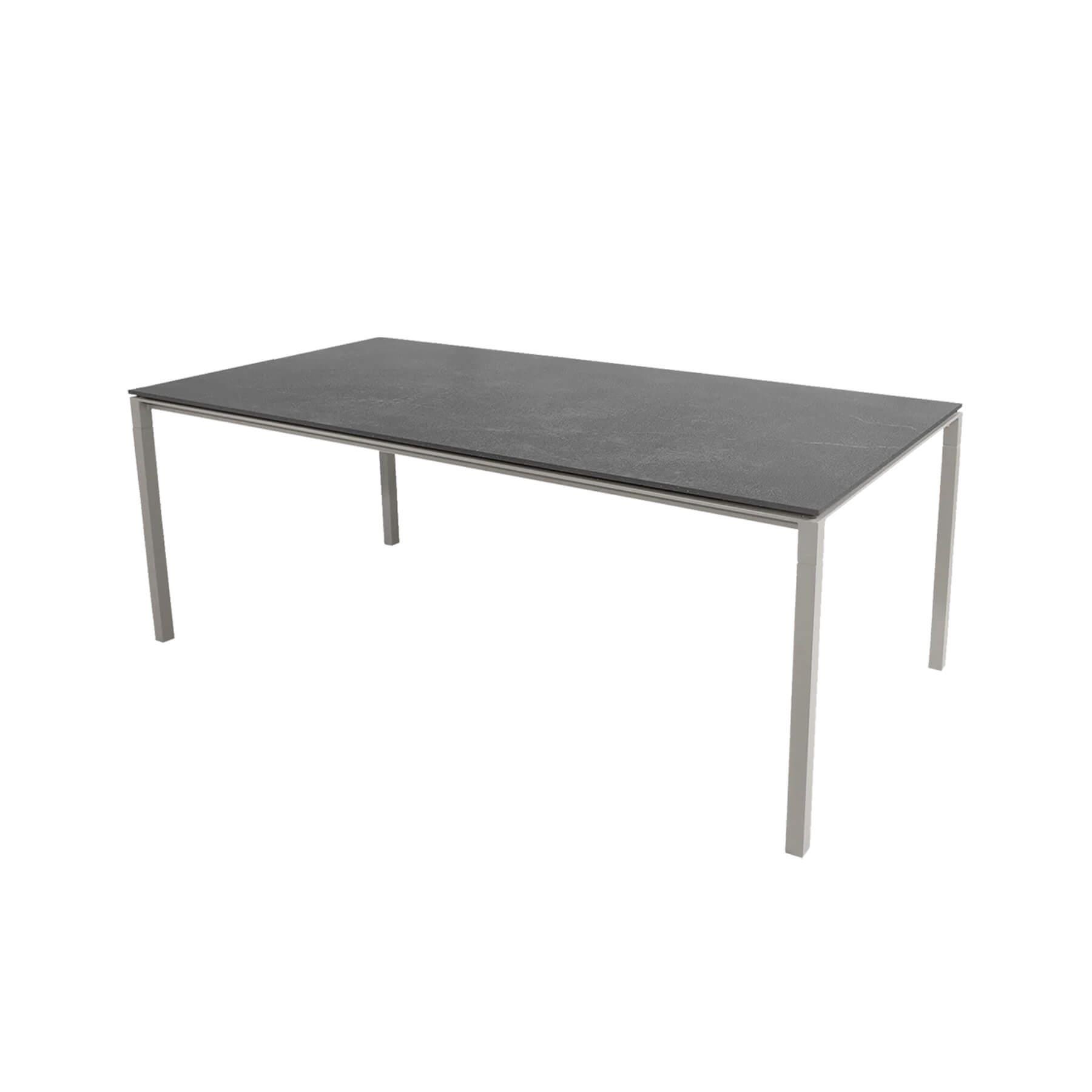 Caneline Pure Outdoor Dining Table Large Ceramic Fossil Black Top Taupe Legs Grey