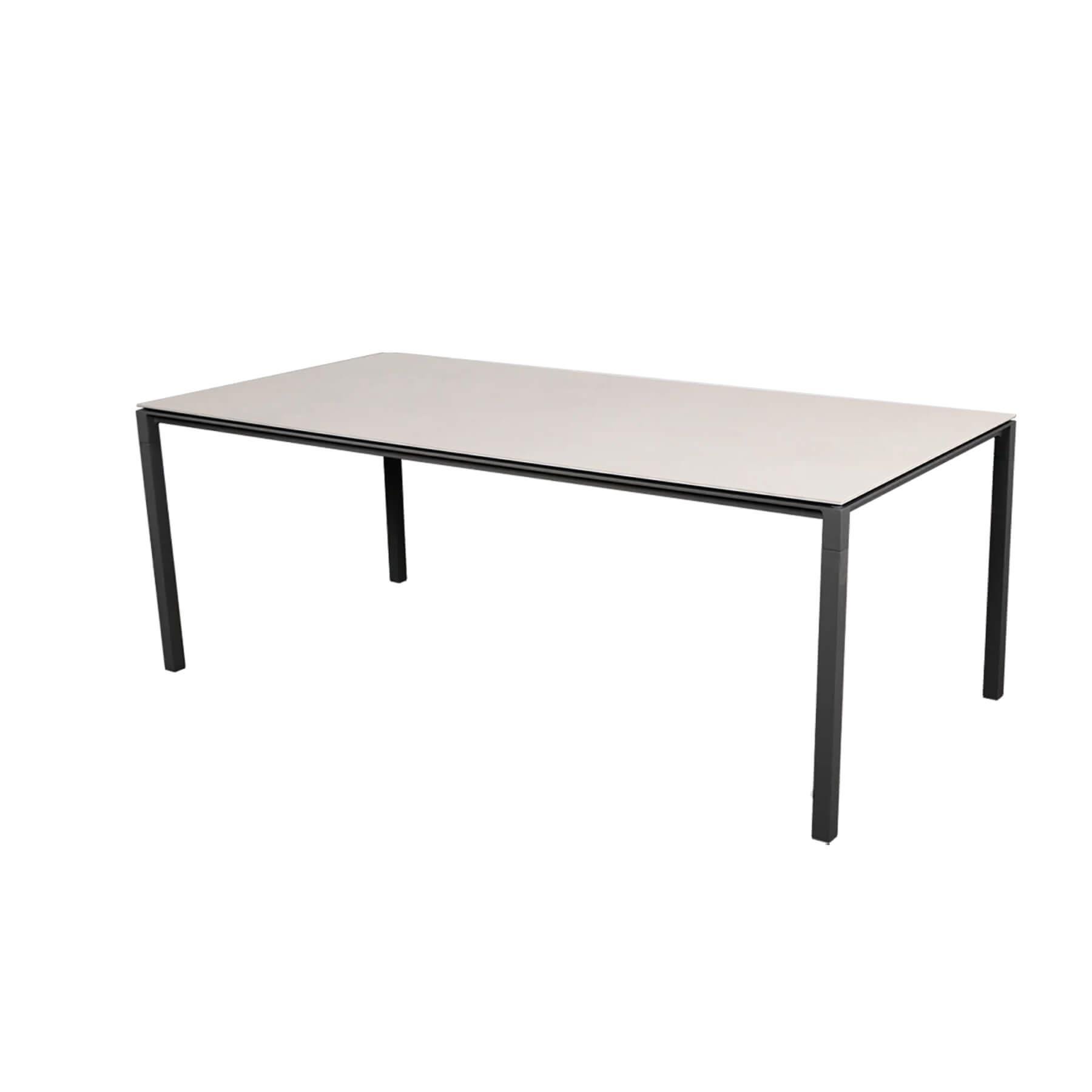 Caneline Pure Outdoor Dining Table Large Ceramic Toscana Sand Top Lava Grey Legs