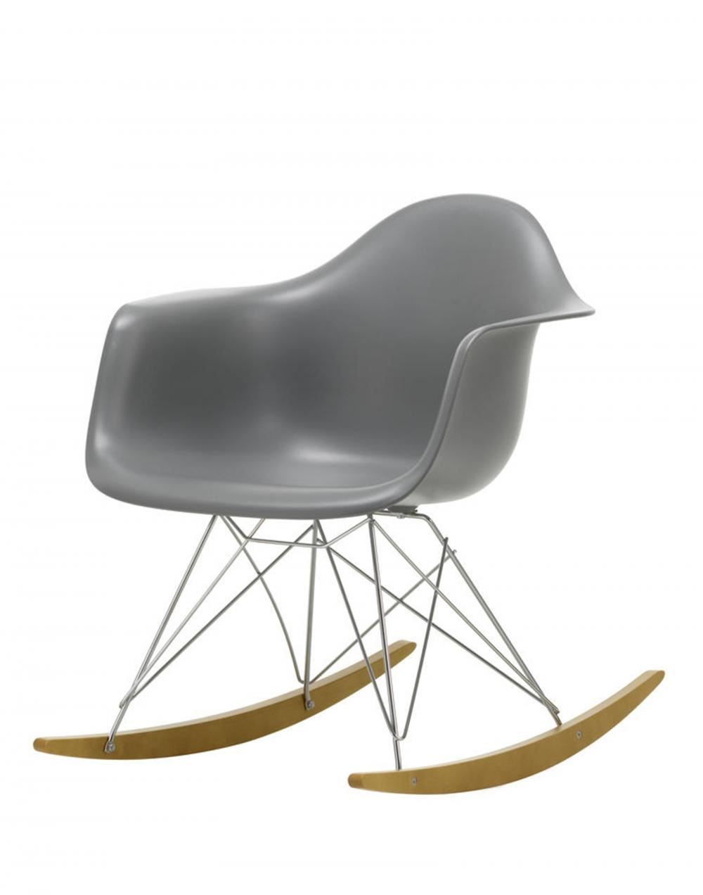 Eames Rar Plastic Rocking Chair White Base Light Grey Golden Maple