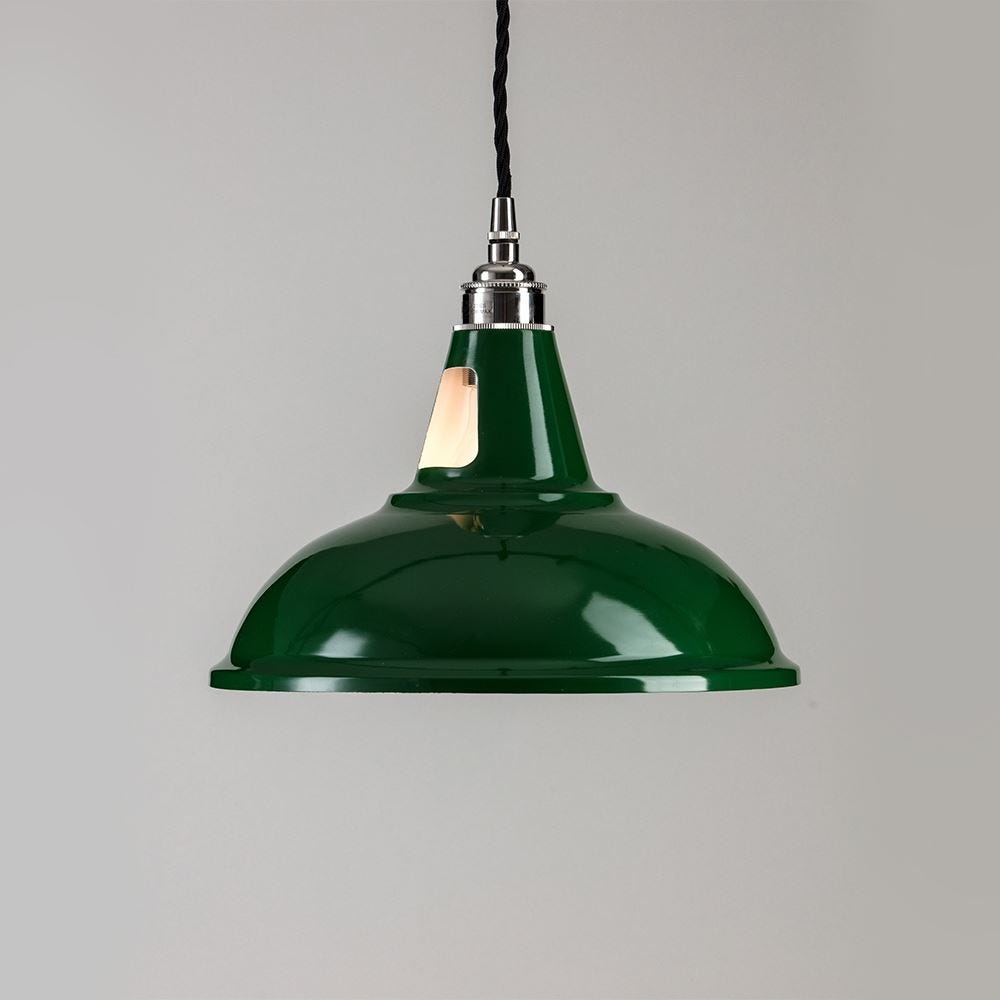 Old School Electric Factory Pendant Light Green White Interior Polished Nickelblack Flex Designer Pendant Lighting