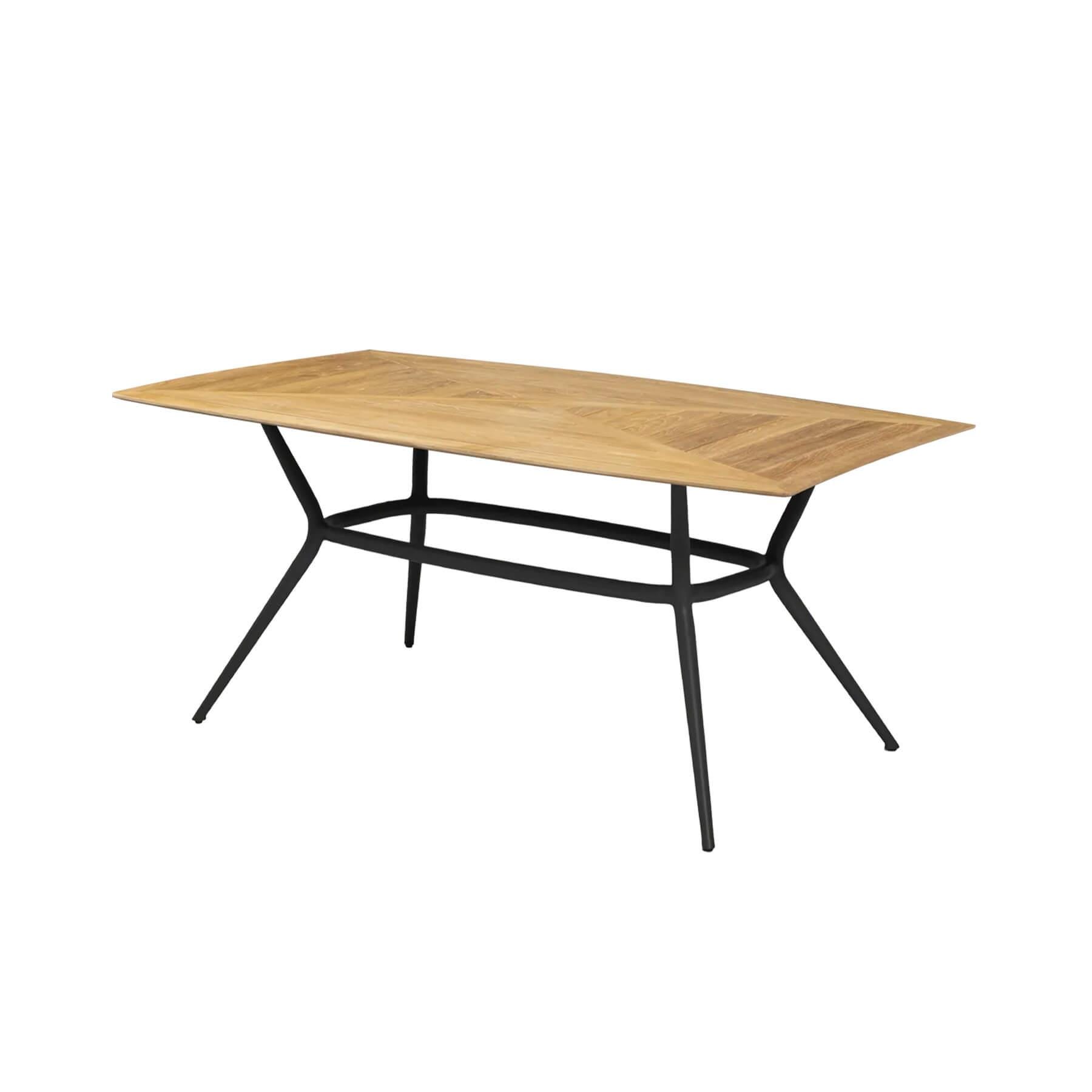 Caneline Joy Outdoor Dining Table Rectangular Teak Top Lava Grey Legs Light Wood