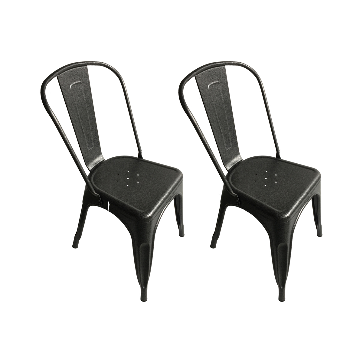 Charles Bentley Pair Of Metal Industrial Style Dining Chairs Gunmetal Grey