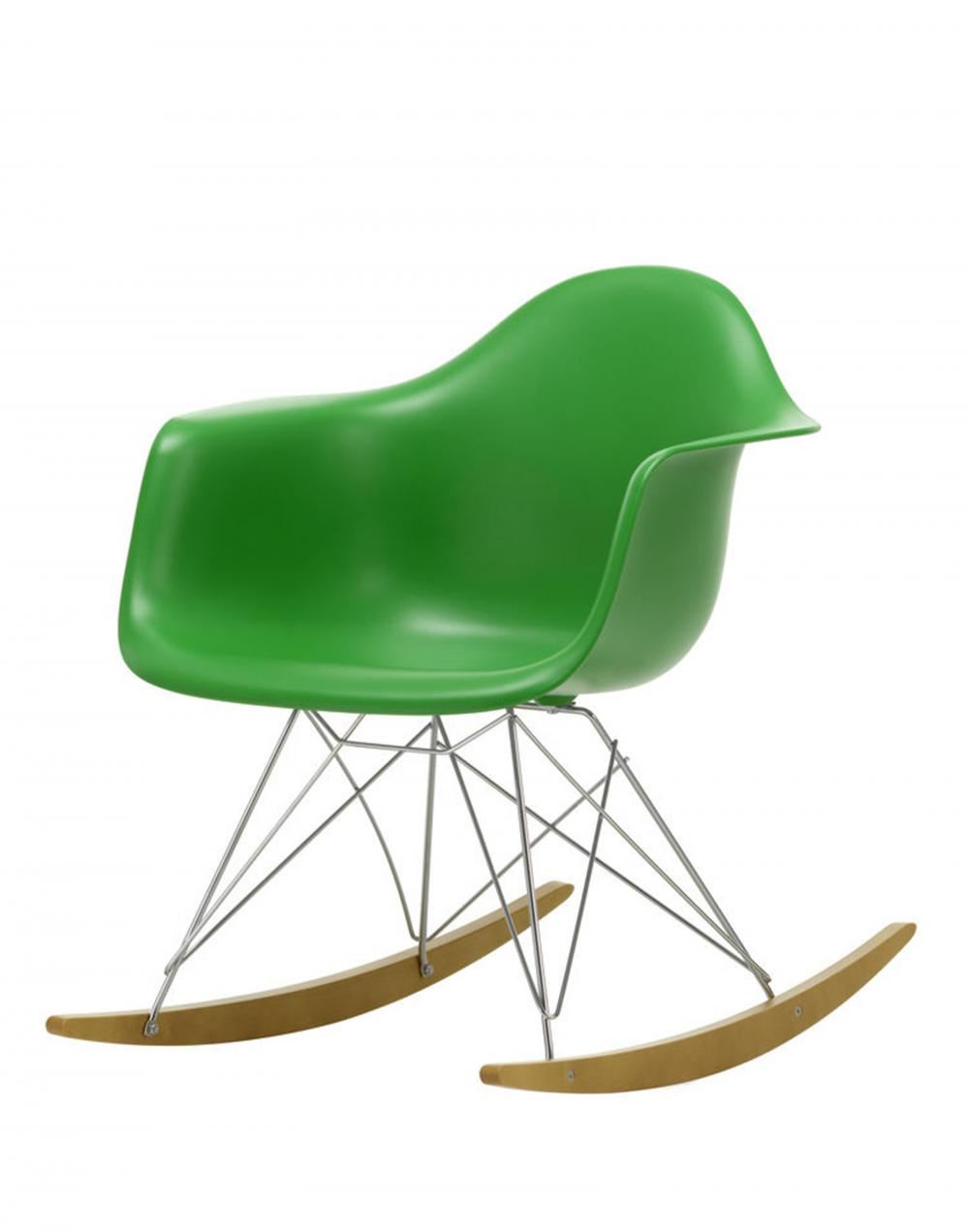 Eames Rar Plastic Rocking Chair Chrome Base Green Golden Maple