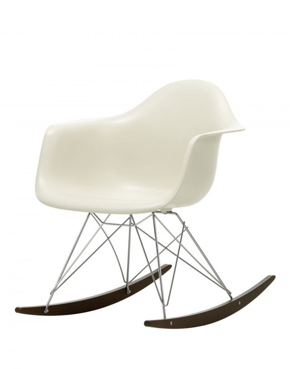 Eames Rar Plastic Rocking Chair Chrome Base Pebble Dark Maple