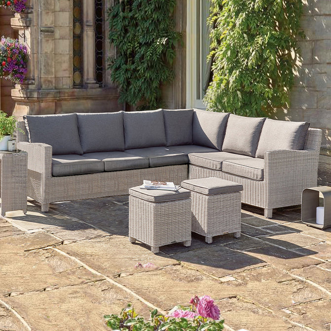 Kettler Palma Signature Corner Left Hand White Wash Wicker Outdoor Sofa Set