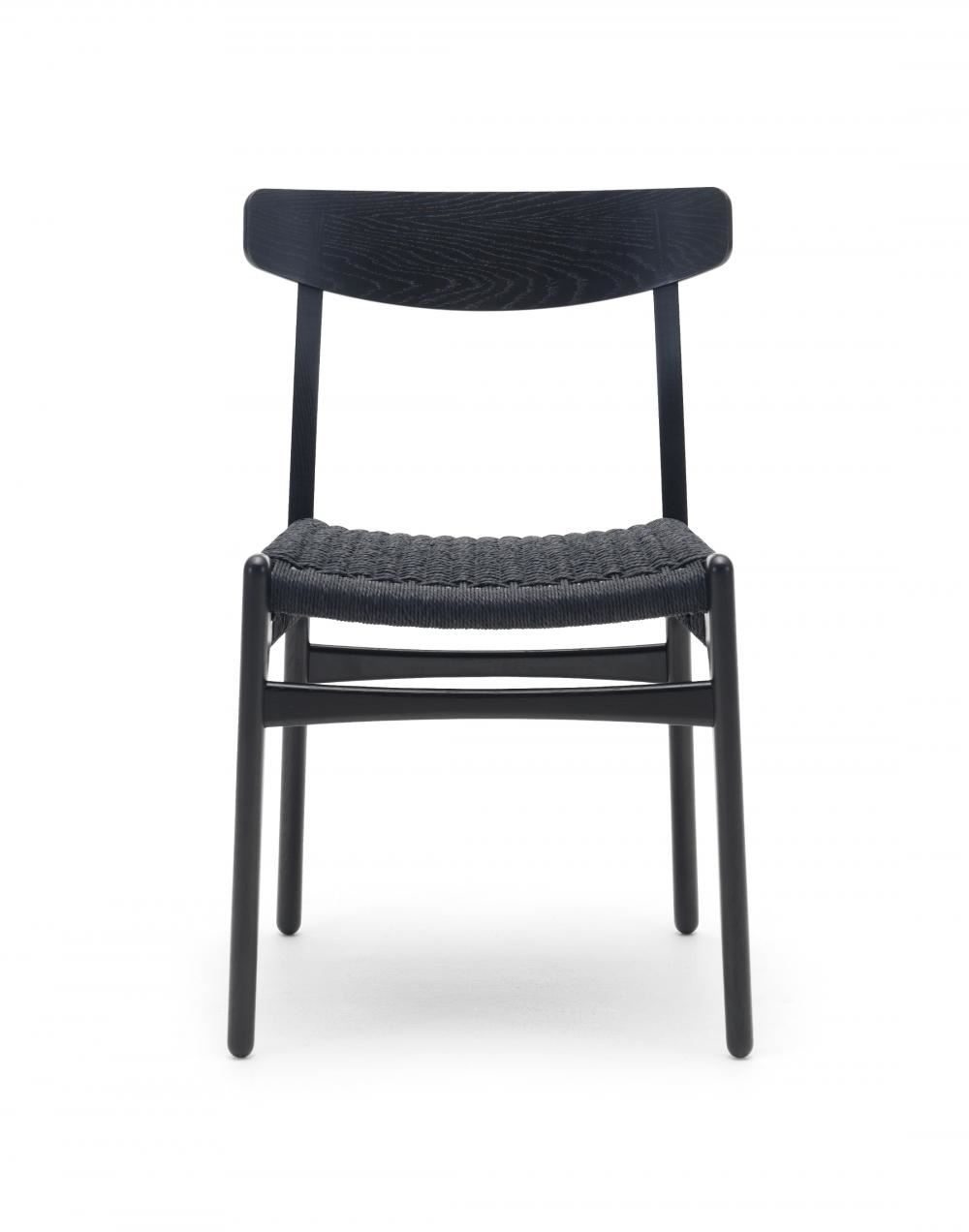 Ch23 Dining Chair Oak Black Stain Black Paper Cord