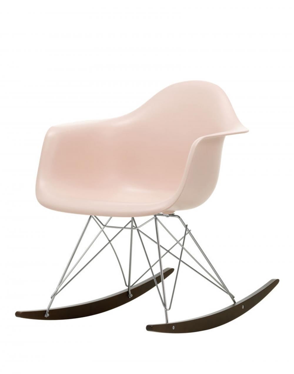Eames Rar Plastic Rocking Chair Chrome Base Pale Rose Dark Maple