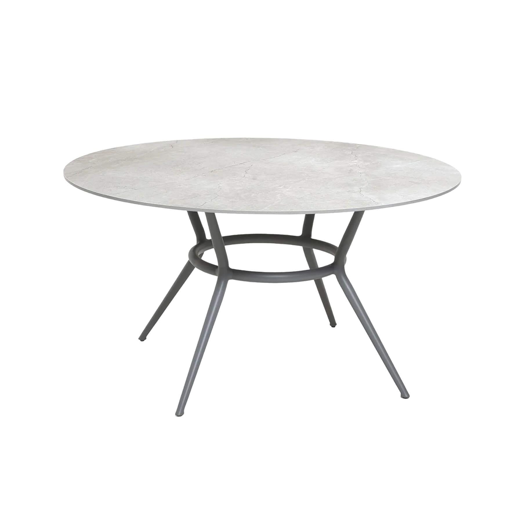 Caneline Joy Outdoor Dining Table Round Ceramic Fossil Grey Top Light Grey Legs
