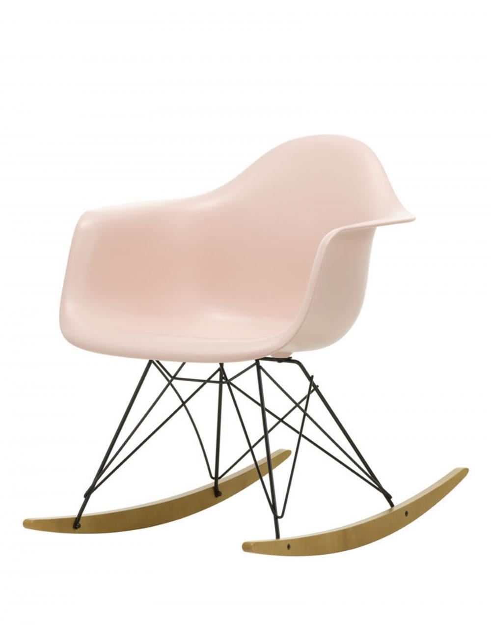 Eames Rar Plastic Rocking Chair Black Base Pale Rose Golden Maple