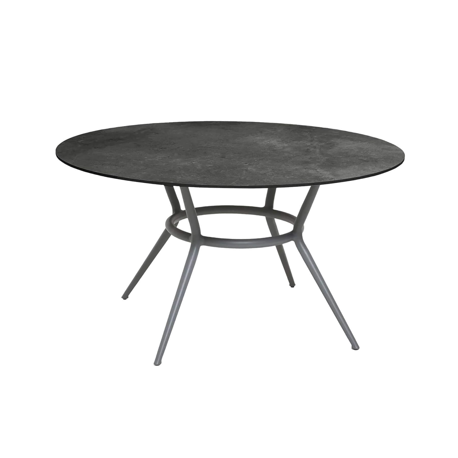 Caneline Joy Outdoor Dining Table Round Ceramic Dark Grey Top Light Grey Legs