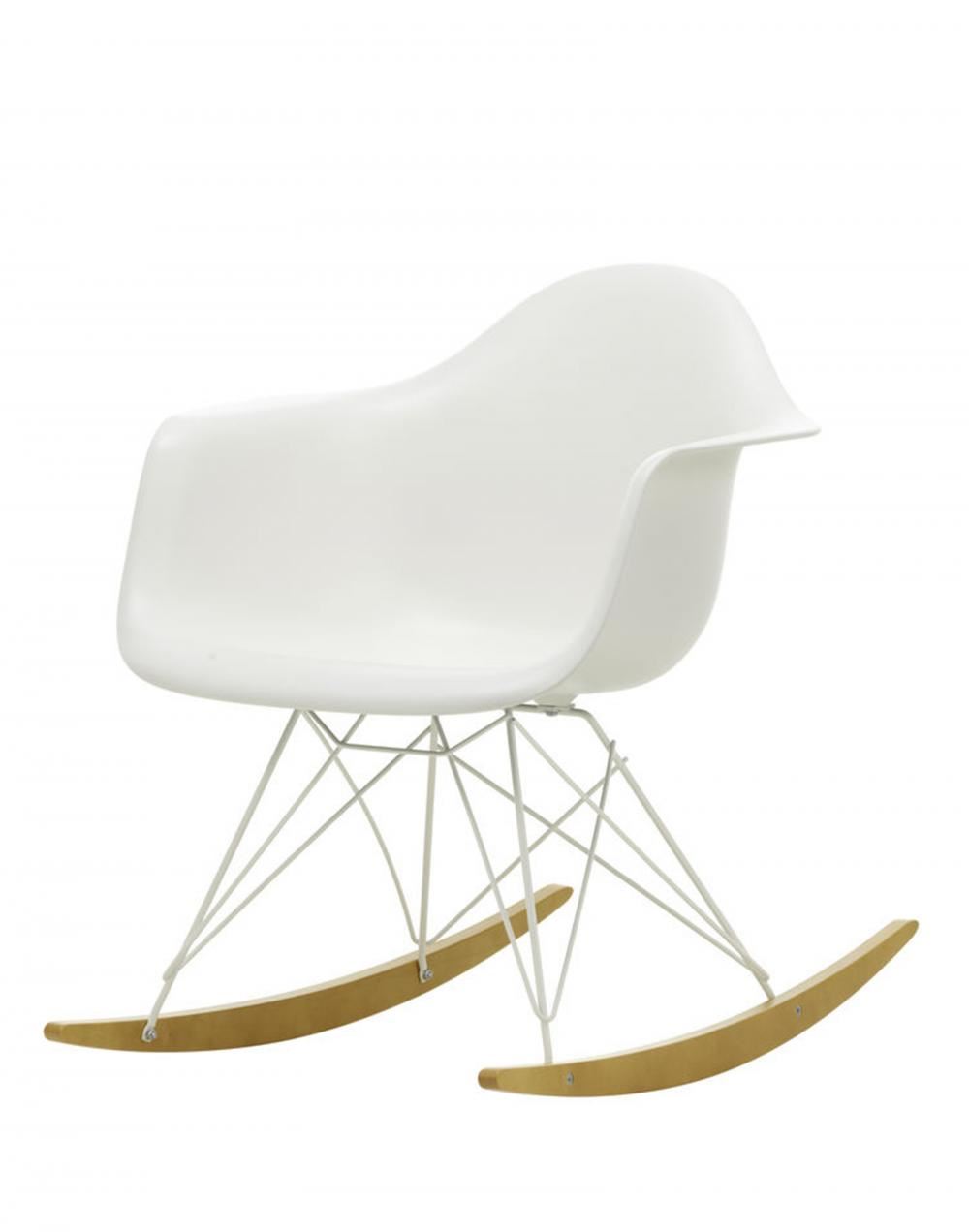 Eames Rar Plastic Rocking Chair White Base White Golden Maple