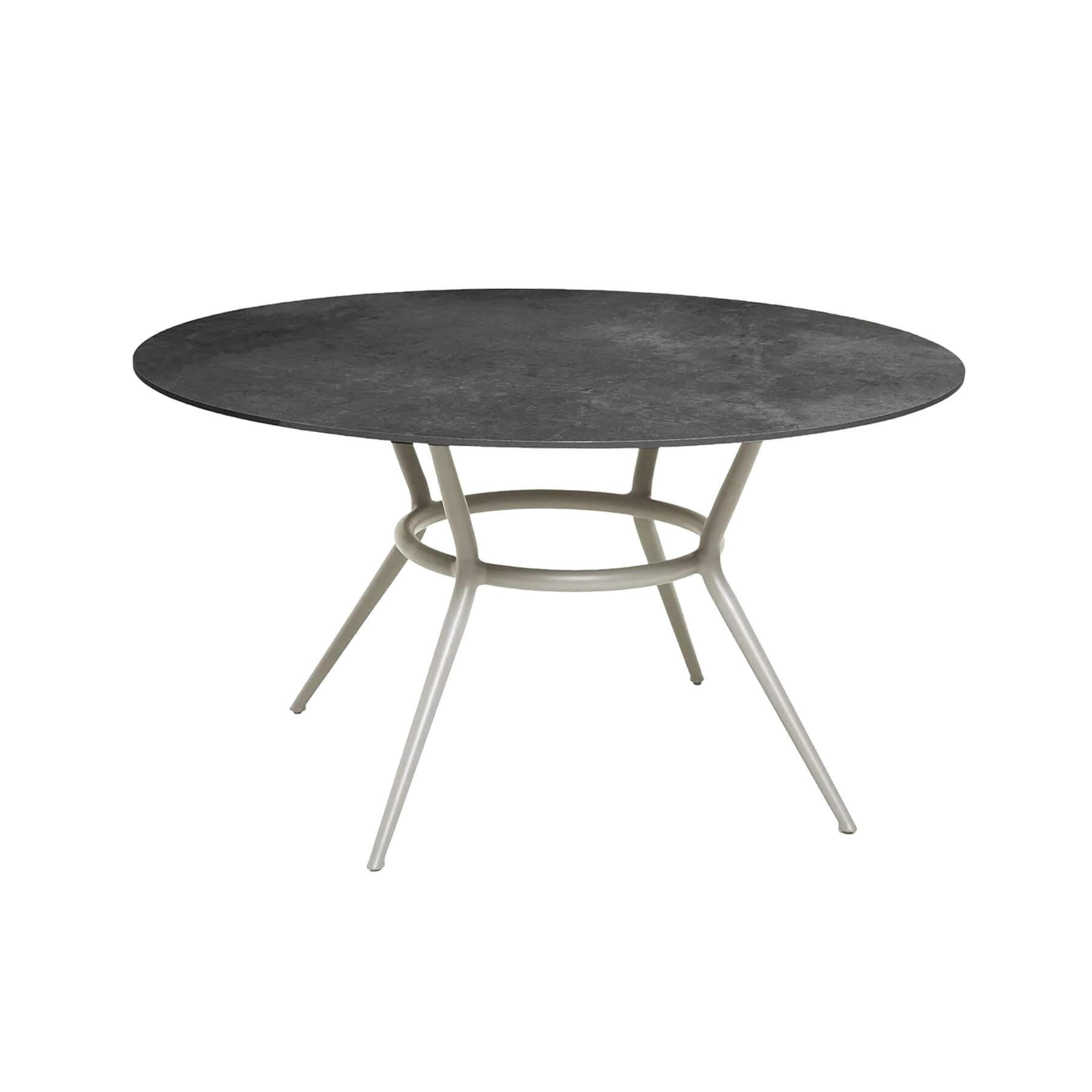 Caneline Joy Outdoor Dining Table Round Ceramic Fossil Black Top Taupe Legs