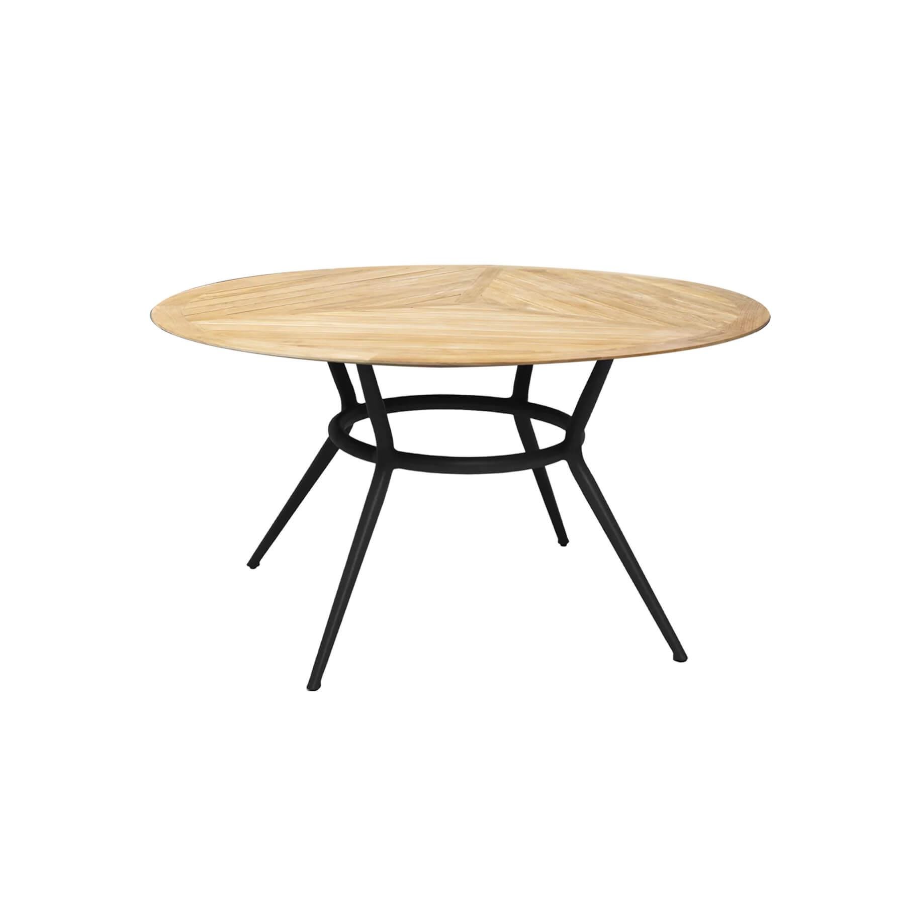 Caneline Joy Outdoor Dining Table Round Small Teak Top Lava Grey Legs Light Wood