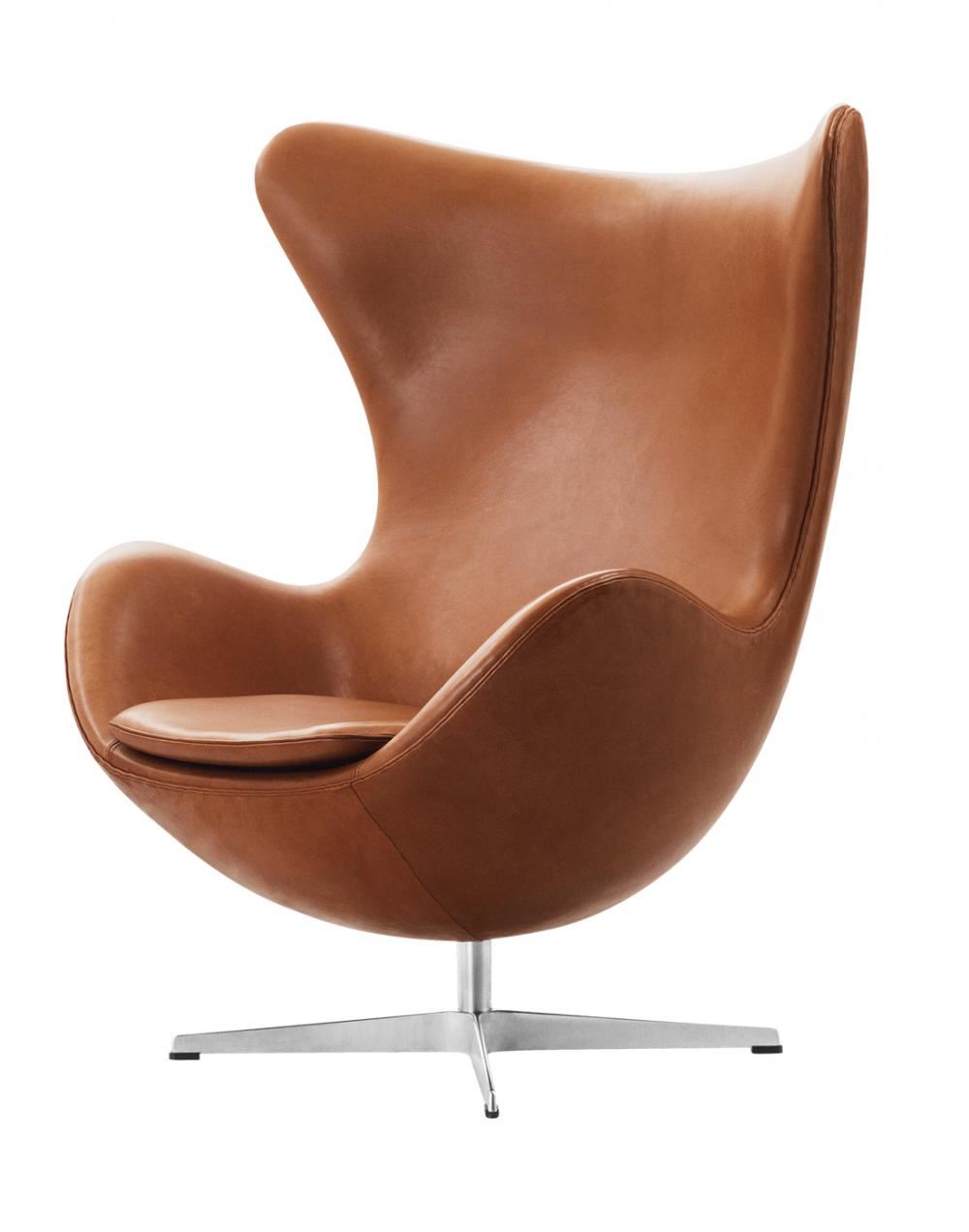 Egg Lounge Chair Footstool Walnut Leather Grace No Footstool