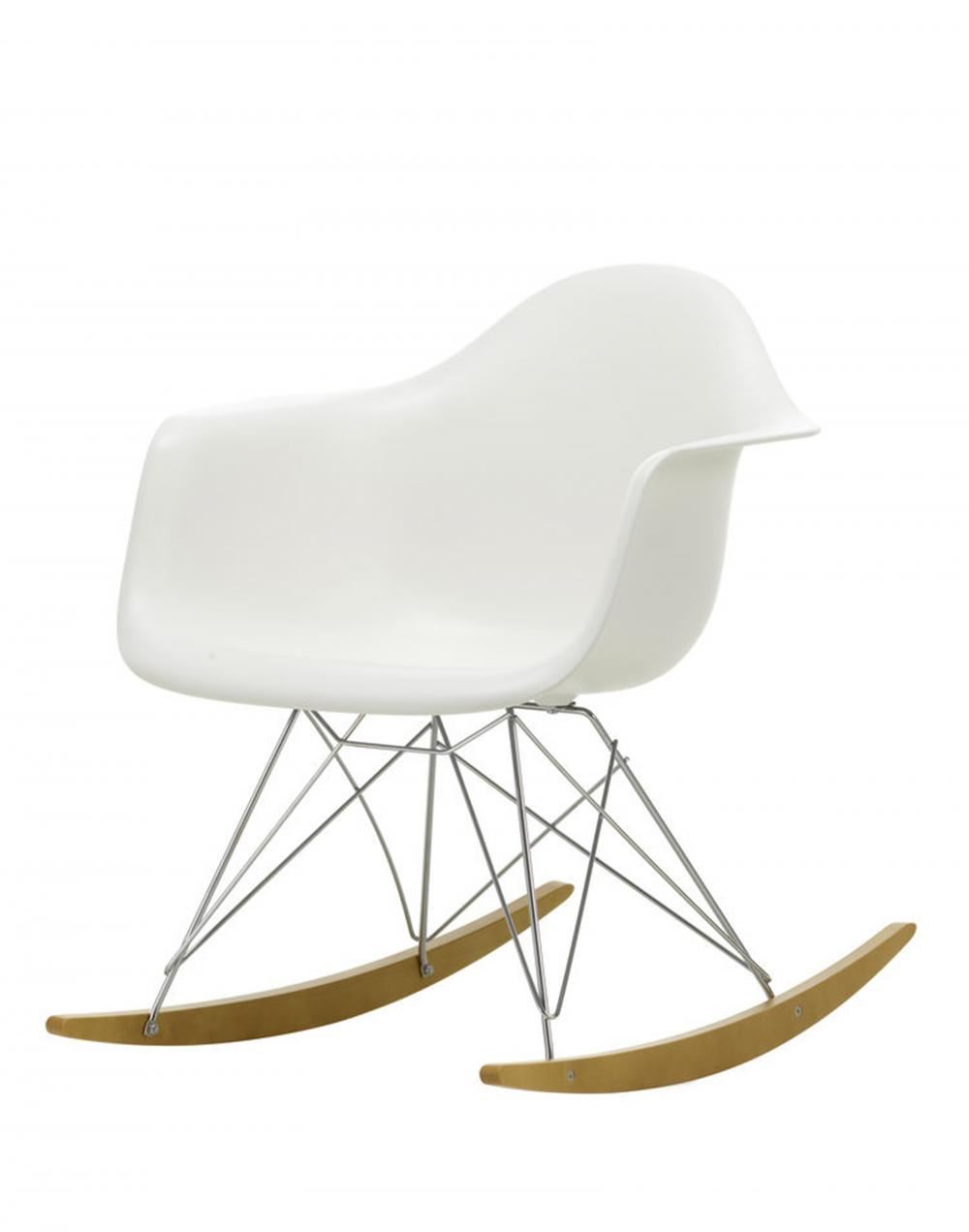 Eames Rar Plastic Rocking Chair Chrome Base White Golden Maple