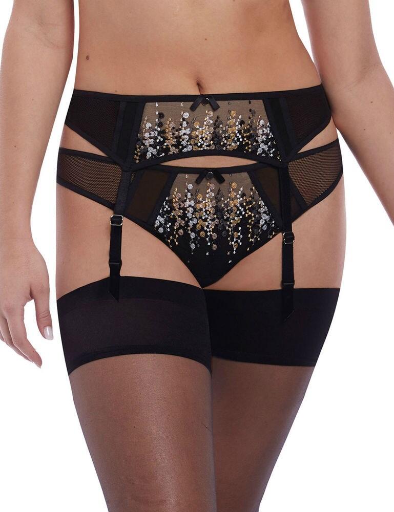 Prepare to stun in the Freya Astrid range. Timeless, block-colour meets with a stunning, metallic, lurex embroidery to create a look that is both beautiful and elegant. This suspender belt features adjustable suspender straps, and is complete with decorative accents that look amazing when paired with matching coordinates.  Fun and chic design Comfortable fit Minimal rear coverage Decorative accents Composition:- 62% Polyamide &pipe; 24% Elastane &pipe; 14% Polyester Listed in UK sizes  43387-79585-1087764 5509 Suspender Belt