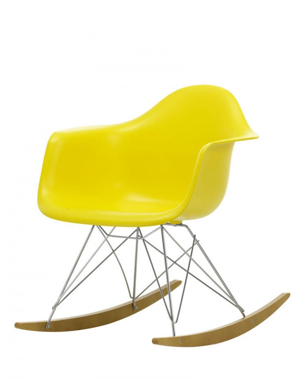 Eames Rar Plastic Rocking Chair Chrome Base Sunlight Golden Maple