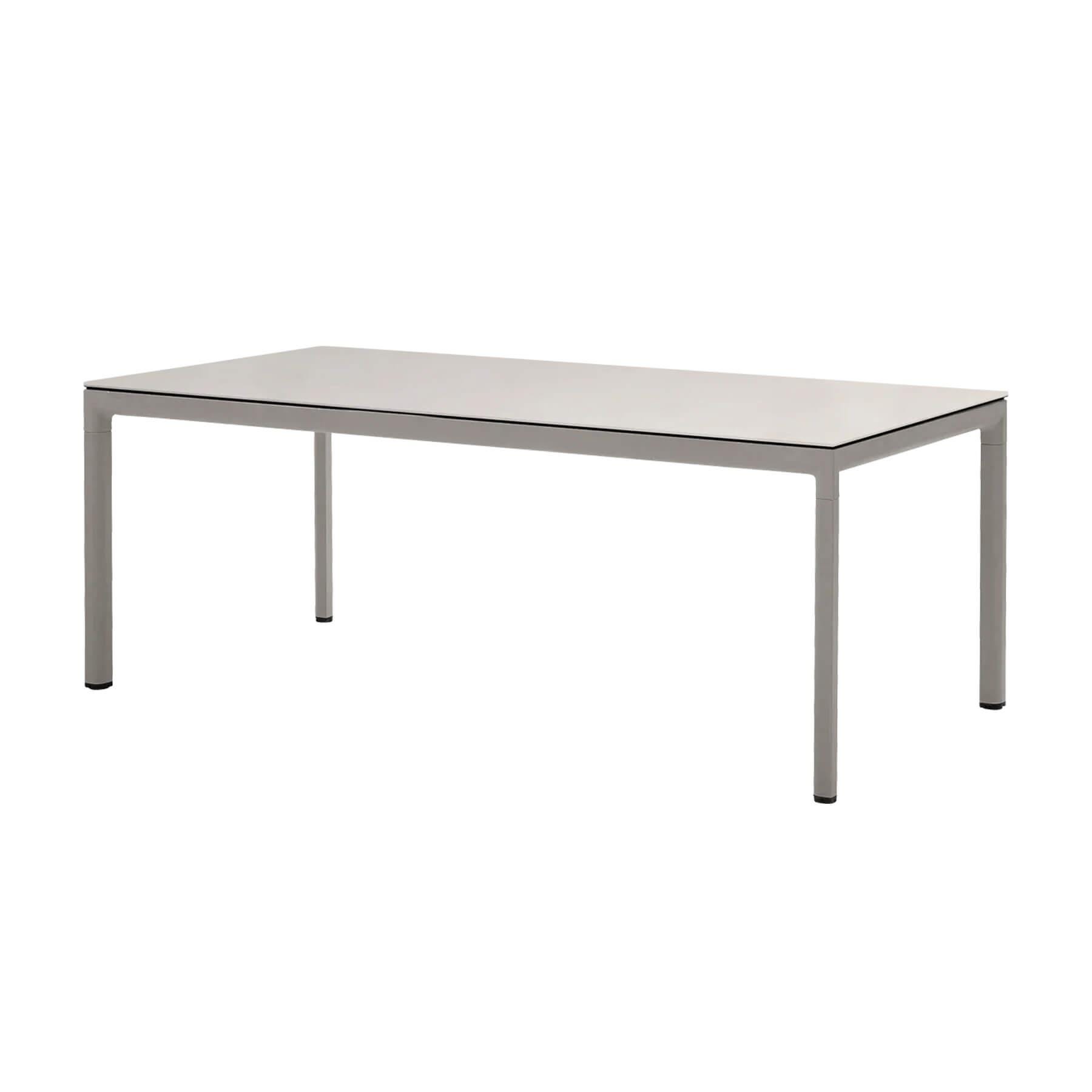 Caneline Drop Outdoor Dining Table Ceramic Toscana Sand Top Taupe Legs Grey