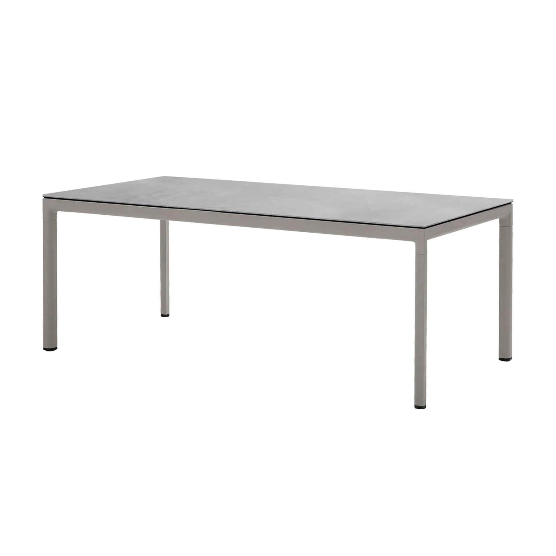 Caneline Drop Outdoor Dining Table Ceramic Fossil Grey Top Taupe Legs