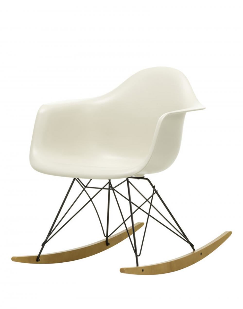 Eames Rar Plastic Rocking Chair Black Base Pebble Golden Maple