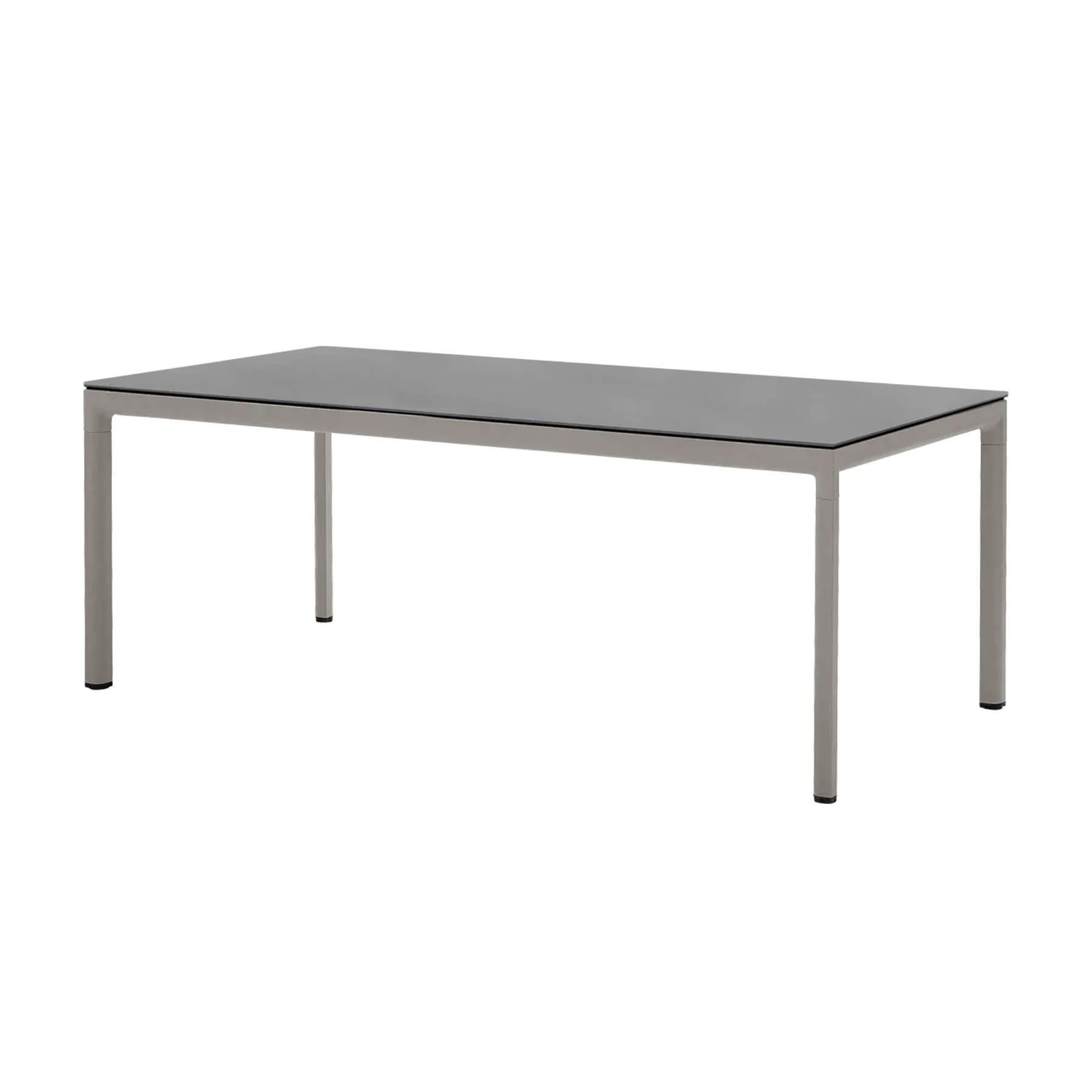 Caneline Drop Outdoor Dining Table Ceramic Basalt Top Taupe Legs Grey