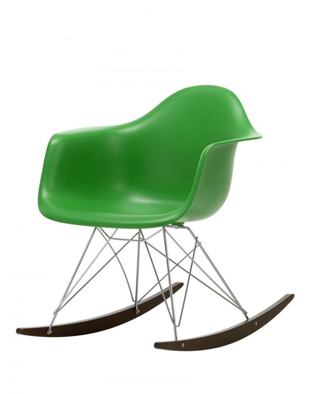 Eames Rar Plastic Rocking Chair Chrome Base Green Dark Maple