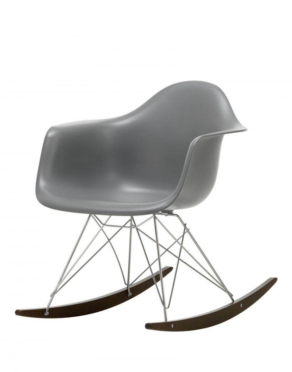 Eames Rar Plastic Rocking Chair Chrome Base Granite Dark Maple