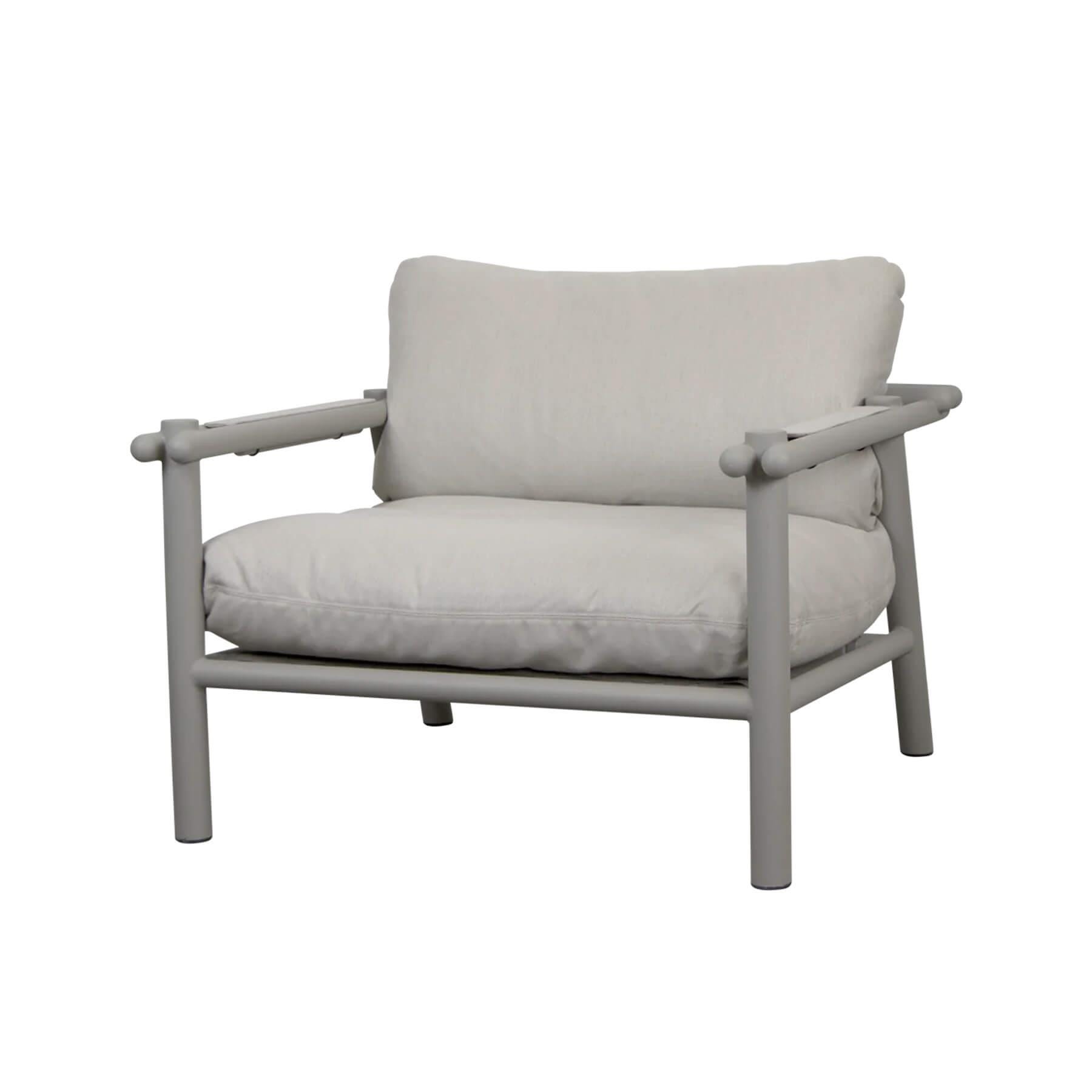 Caneline Sticks Outdoor Lounge Chair Taupe Natte Sand Cushion Grey