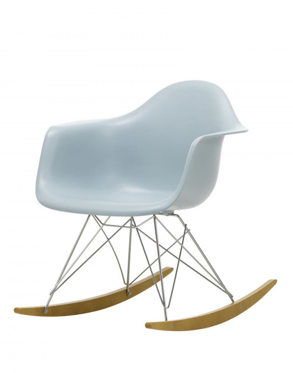 Eames Rar Plastic Rocking Chair Chrome Base Ice Grey Golden Maple