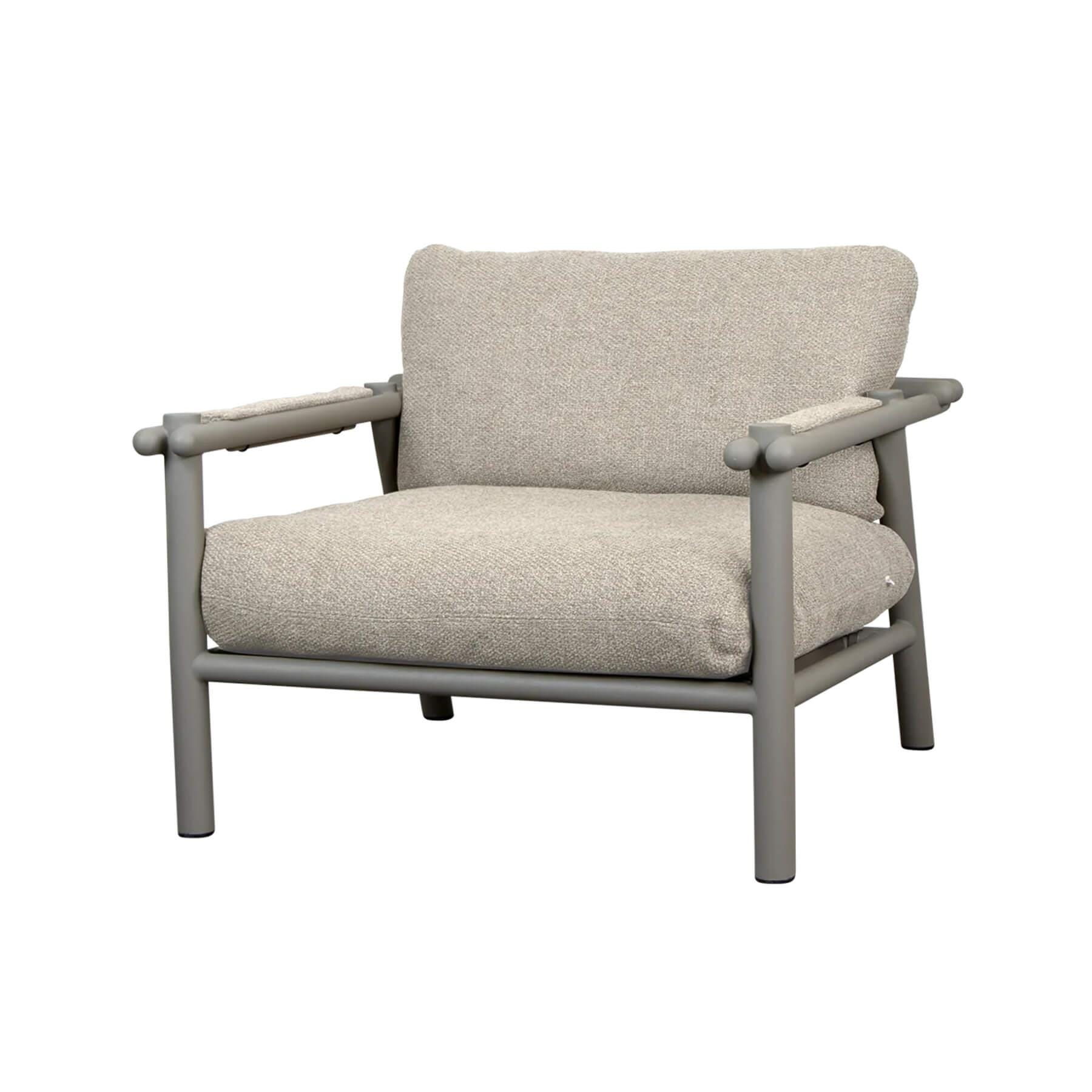 Caneline Sticks Outdoor Lounge Chair Taupe Desert Sand Cushion Grey
