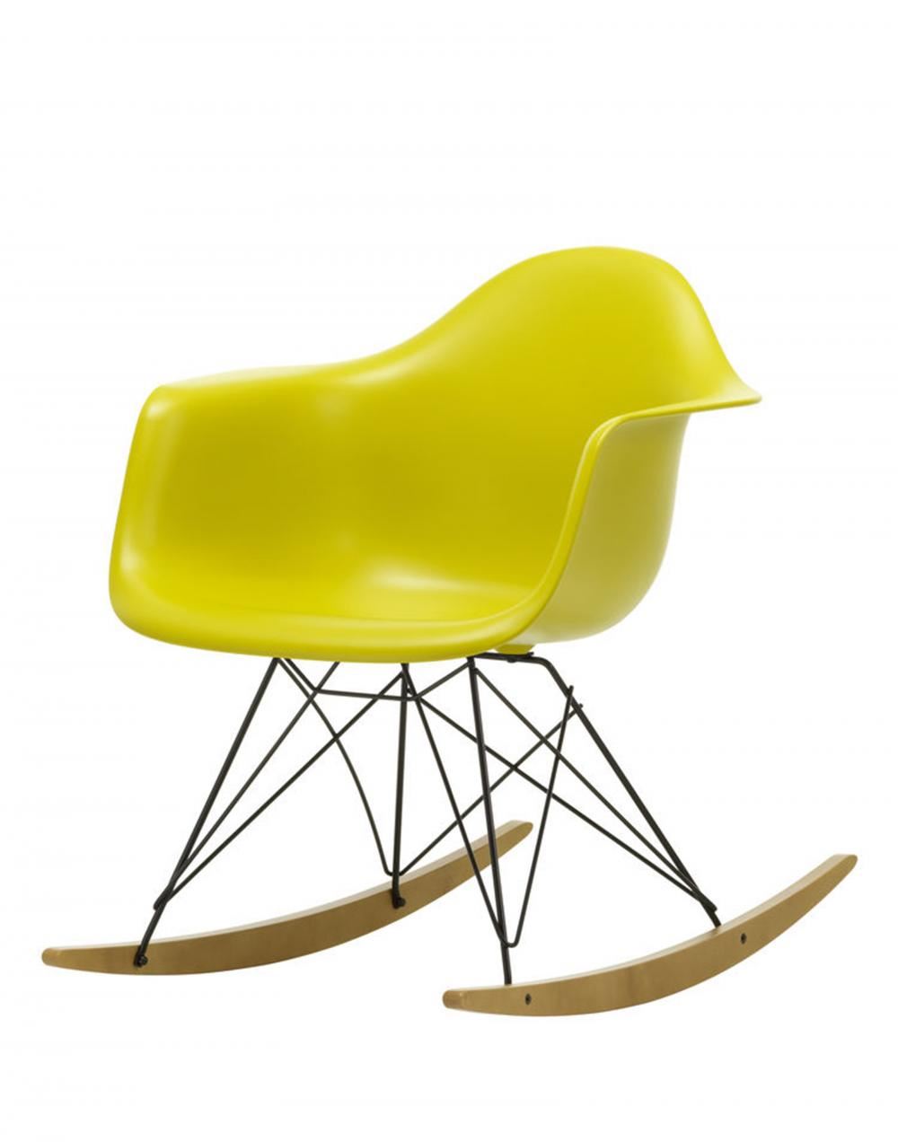 Eames Rar Plastic Rocking Chair Black Base Mustard Golden Maple
