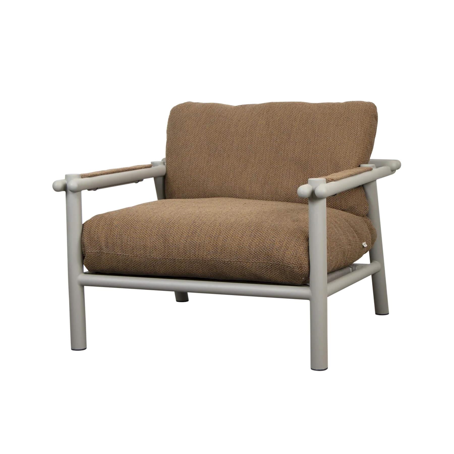 Caneline Sticks Outdoor Lounge Chair Taupe Umber Brown Cushion