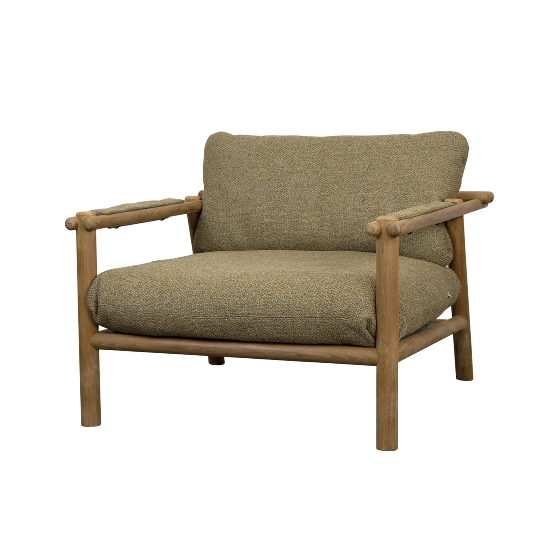 Caneline Sticks Outdoor Lounge Chair Teak Tumeric Yellow Cushion Brown