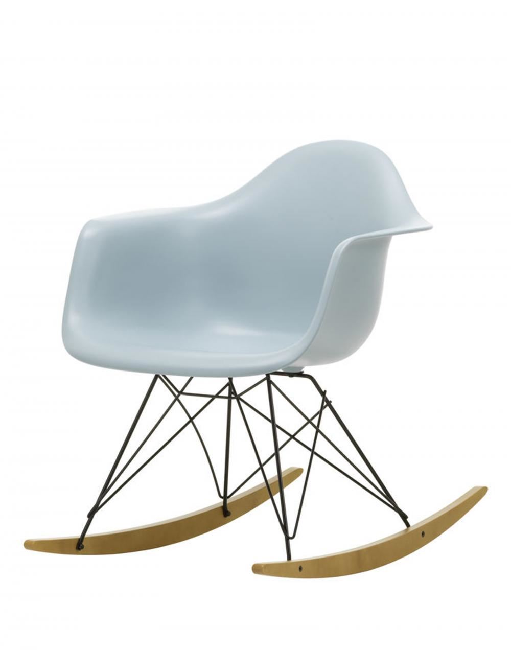 Eames Rar Plastic Rocking Chair Black Base Ice Grey Golden Maple