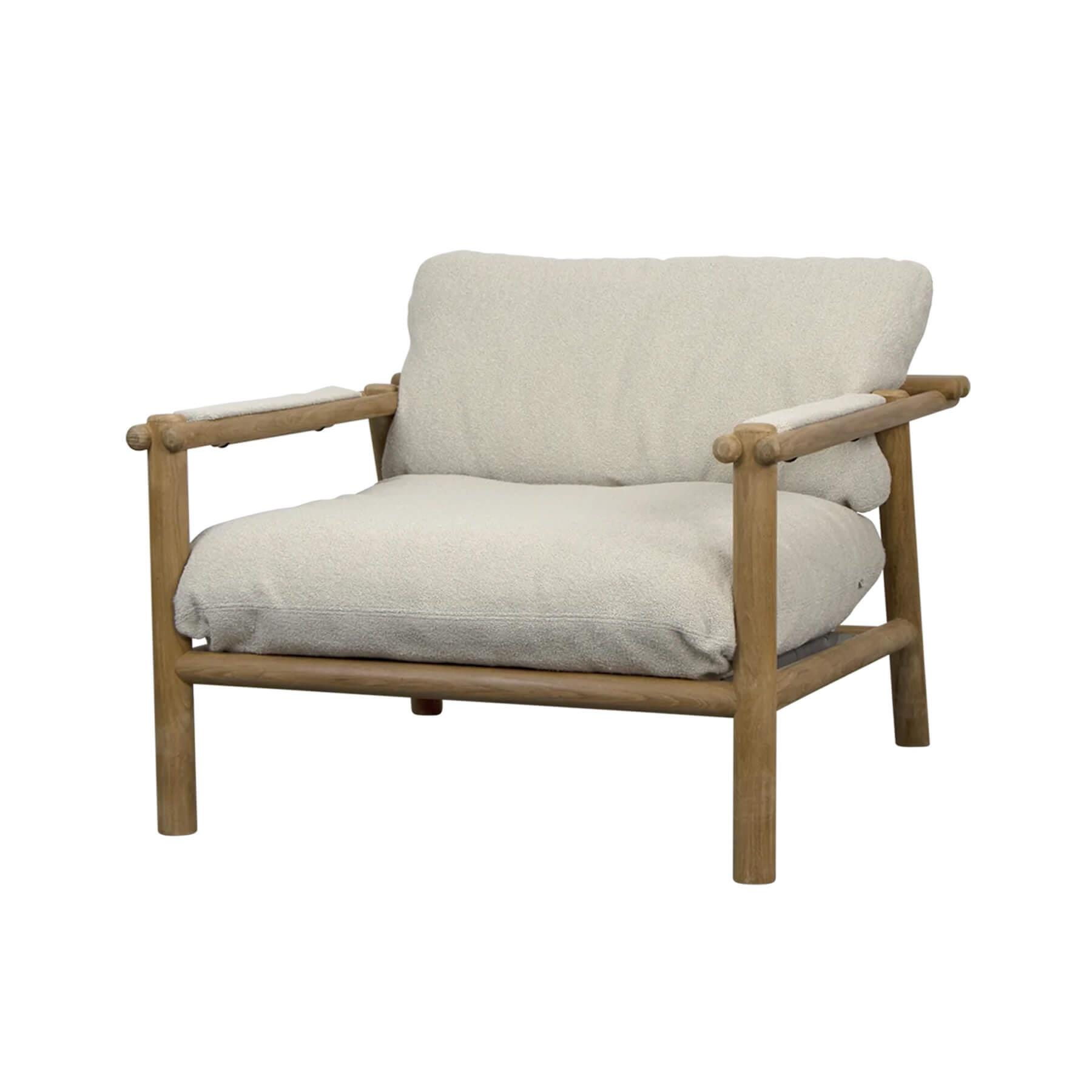 Caneline Sticks Outdoor Lounge Chair Teak Sand Cushion Grey