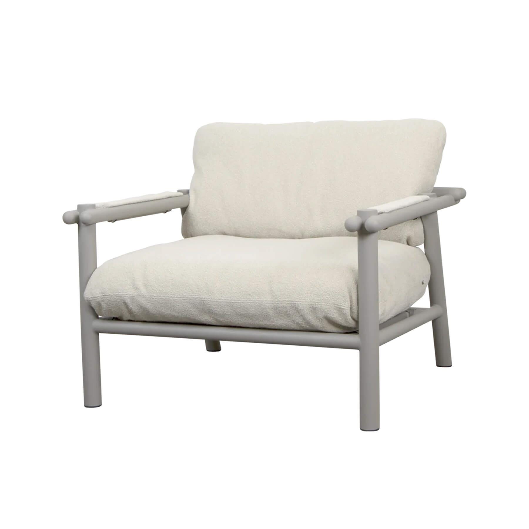 Caneline Sticks Outdoor Lounge Chair Taupe Sand Cushion Grey