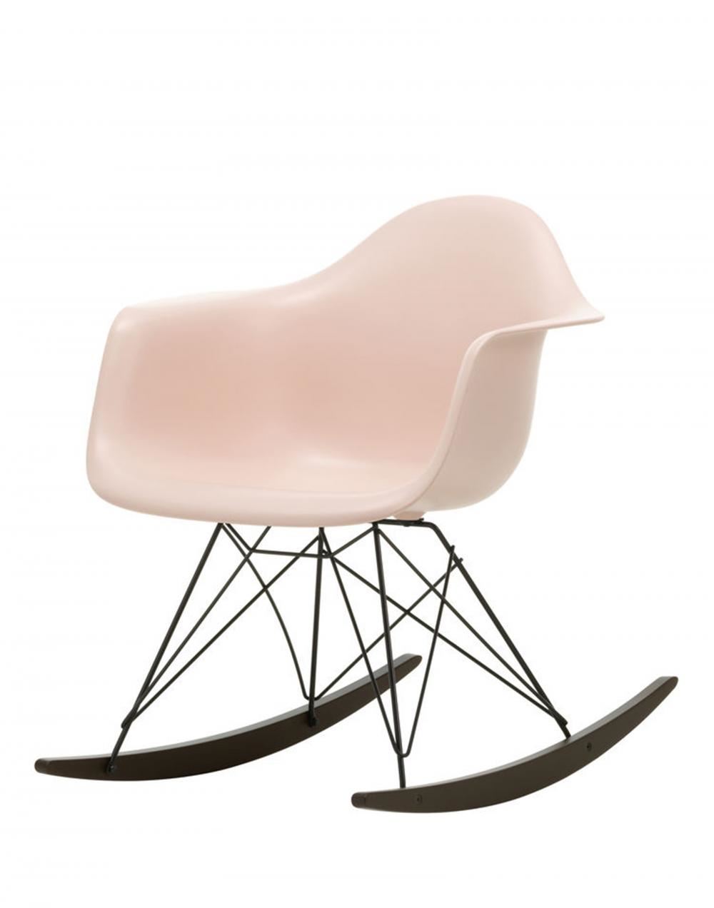 Eames Rar Plastic Rocking Chair Black Base Pale Rose Dark Maple