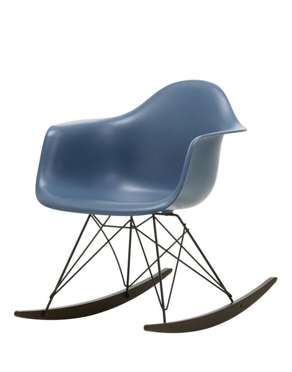 Eames Rar Plastic Rocking Chair Black Base Sea Blue Dark Maple