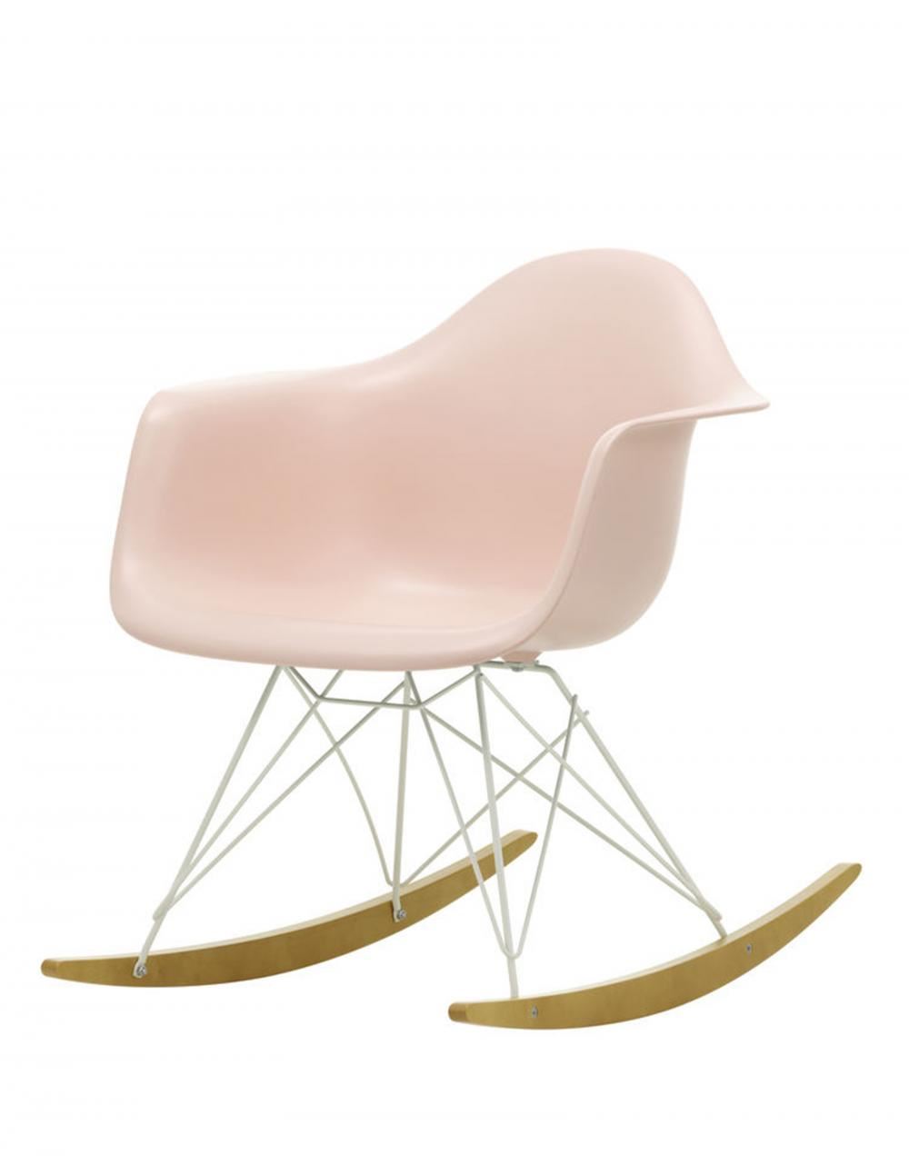 Eames Rar Plastic Rocking Chair White Base Pale Rose Golden Maple