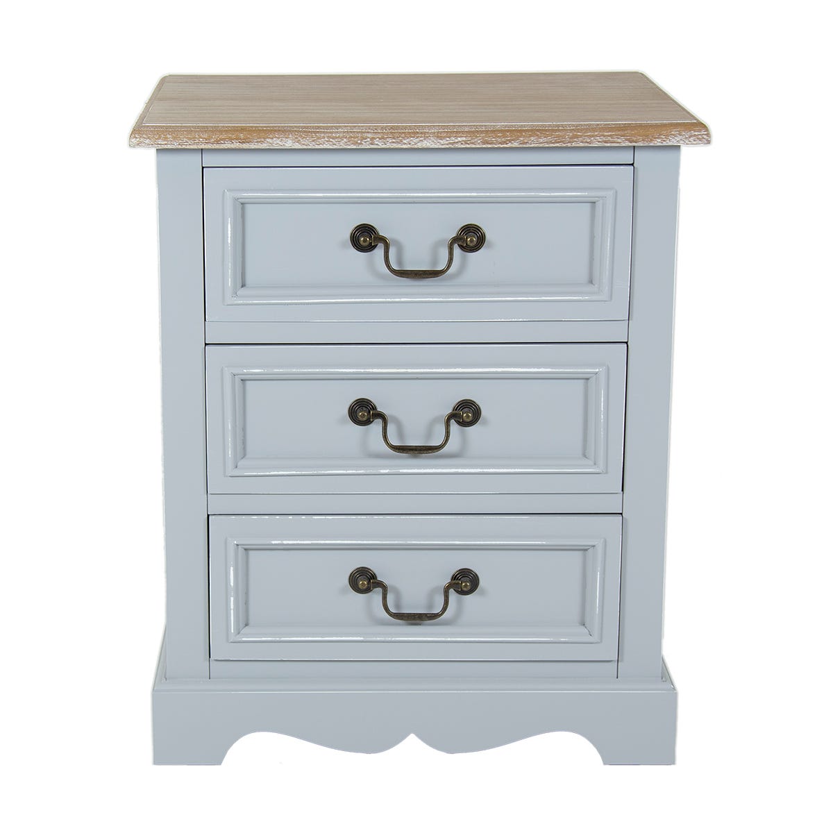 Charles Bentley Loxley 3 Drawer Bedside Table Grey