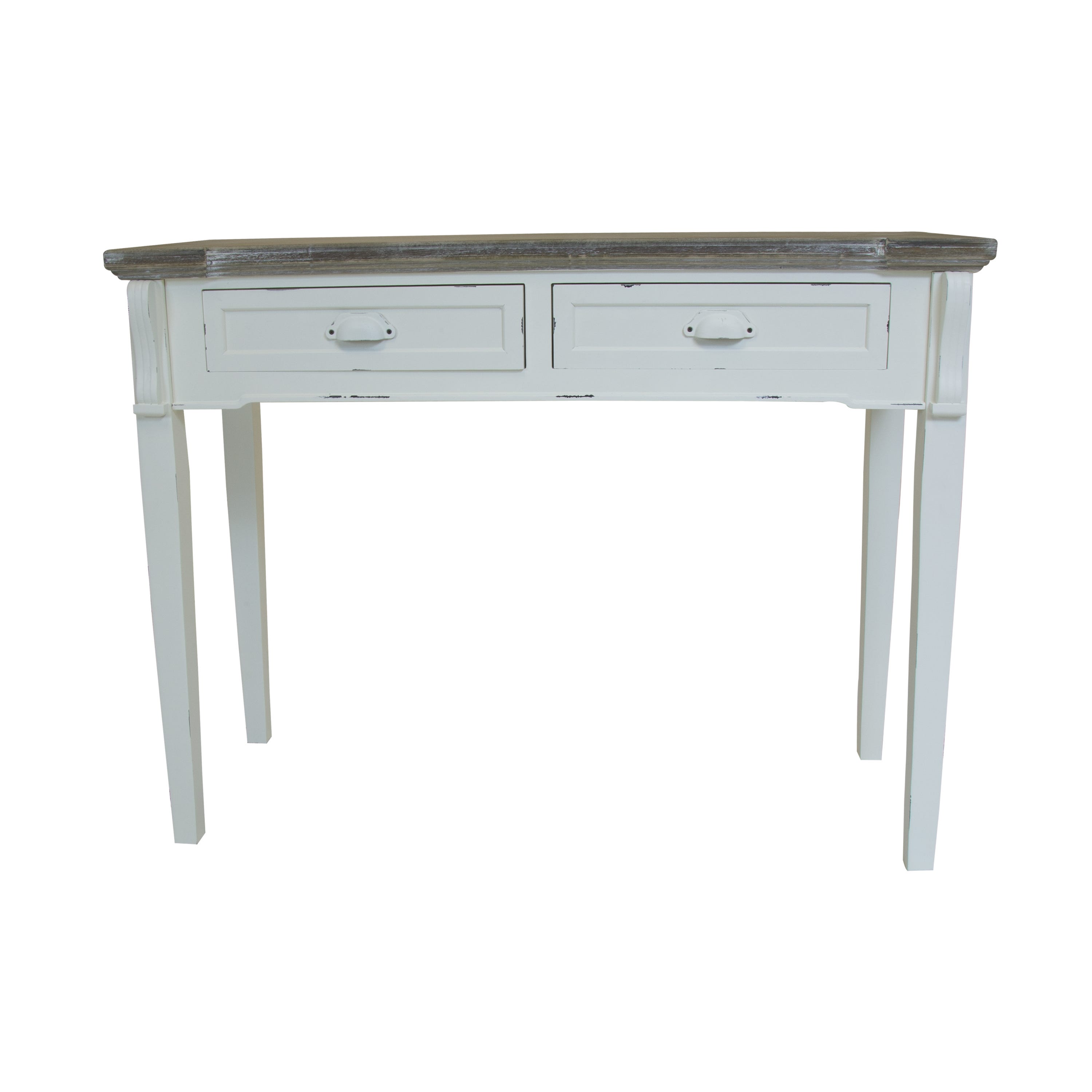 Charles Bentley Shabby Chic 2 Drawer Console Table White